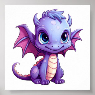 Cartoon dragon illustration poster