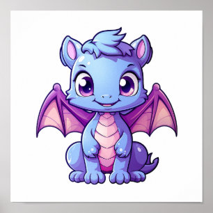Cartoon dragon illustration poster