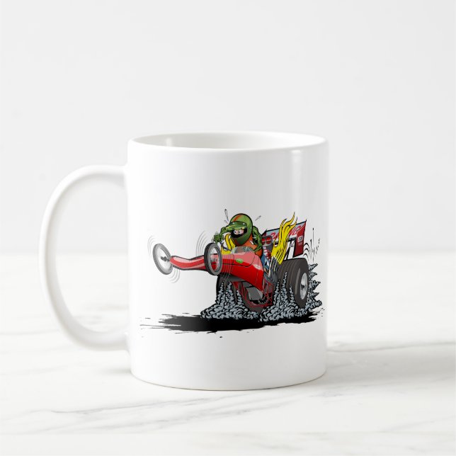 Cartoon dragster coffee mug (Left)