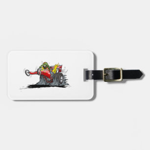 Cartoon dragster luggage tag