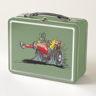 Cartoon dragster metal lunch box