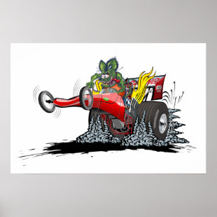 Cartoon dragster poster