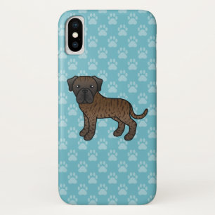 Cartoon Drawing Of Brindle English Mastiff Dog iPhone X Case