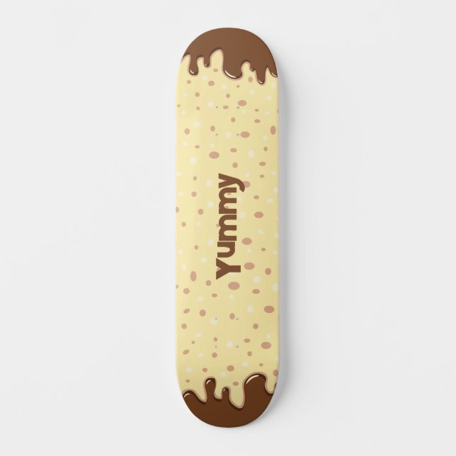 Cartoon dripping cake with name skateboard (Front)