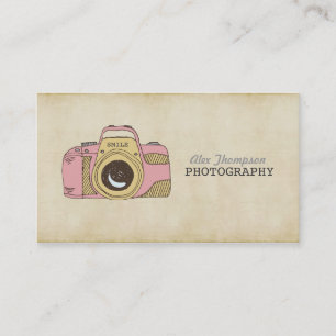 Cartoon DSLR Camera Photography Business Cards
