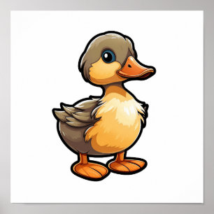 Cartoon duck illustration poster