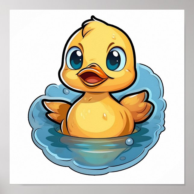 Cartoon duck illustration poster (Front)