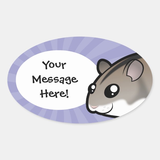 Cartoon Dwarf Hamster Oval Sticker (Front)