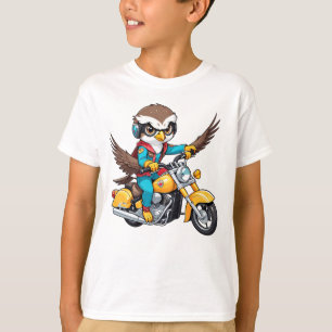 Cartoon Eagle Yellow Motorbike T-Shirt