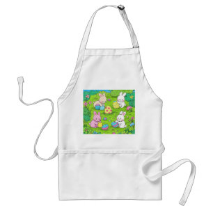 Cartoon Easter Bunnies and colourful eggs Standard Apron