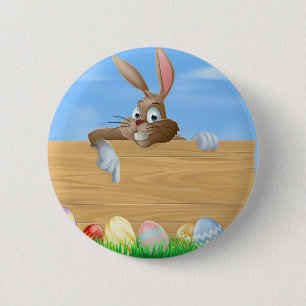 Cartoon Easter bunny pointing 6 Cm Round Badge