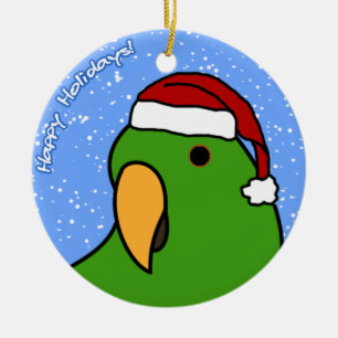 Cartoon Eclectus Christmas Ornament