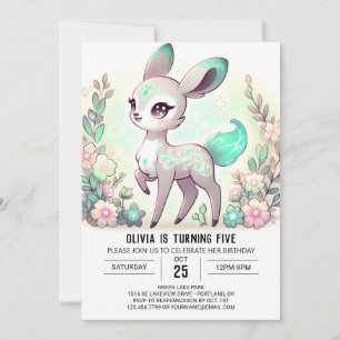 Cartoon Editable Deer Digital Birthday Invitation