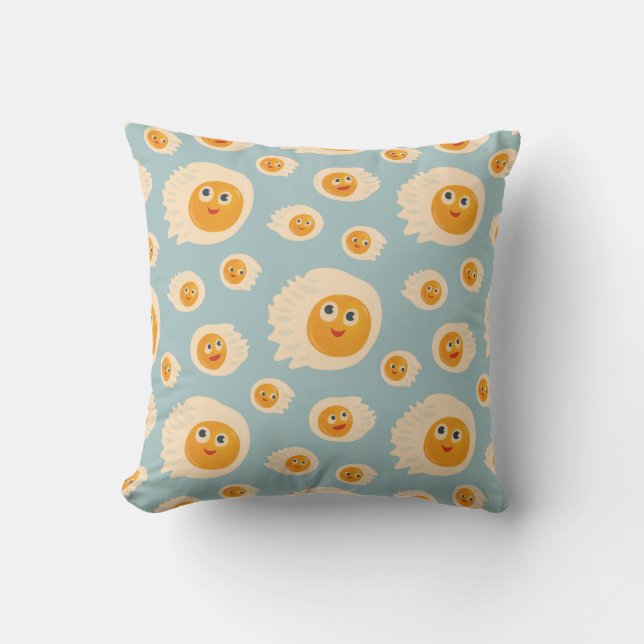 Cartoon Eggs Pattern Cute Food Cushion (Front)