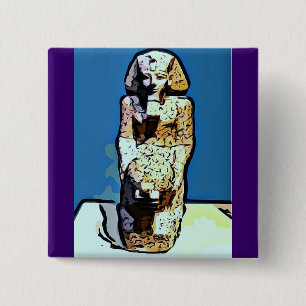 Cartoon Egyptian Statue 15 Cm Square Badge