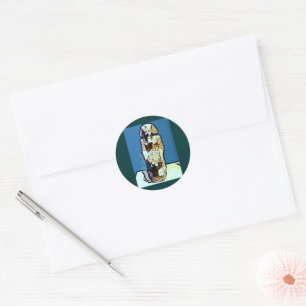 Cartoon Egyptian statue Classic Round Sticker