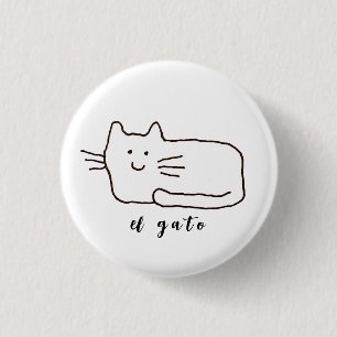 Cartoon El Gato Cat Doodle Line 3 Cm Round Badge