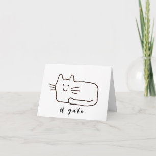 Cartoon El Gato Cat Doodle Line Folded Note Card