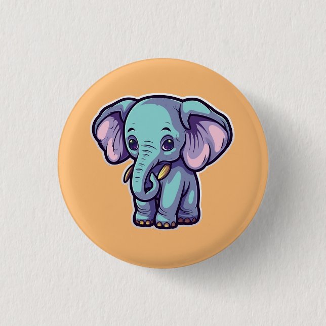 CARTOON ELEPHANT 3 CM ROUND BADGE (Front)
