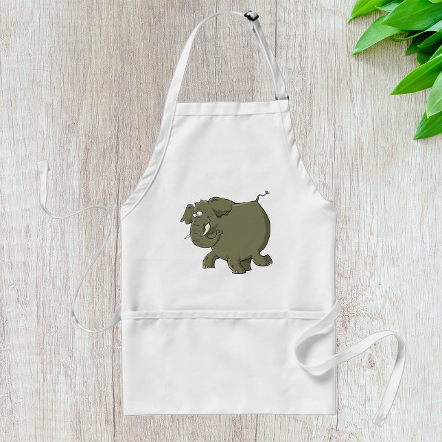 Cartoon Elephant Grey Animal Standard Apron (Creator Uploaded)