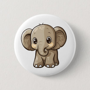 Cartoon elephant illustration 6 cm round badge