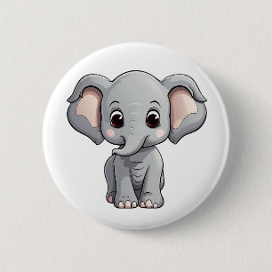 Cartoon elephant illustration 6 cm round badge