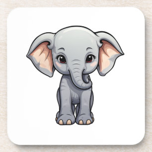 Cartoon elephant illustration coaster