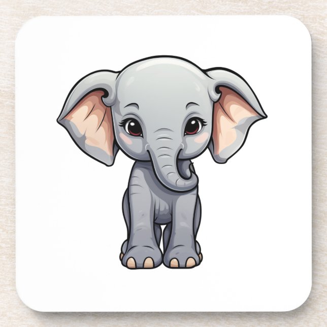 Cartoon elephant illustration coaster (Front)