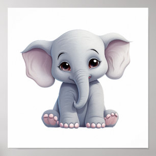 Cartoon elephant illustration poster
