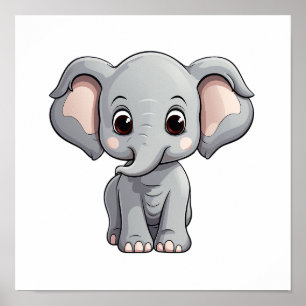Cartoon elephant illustration poster