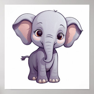 Cartoon elephant illustration poster