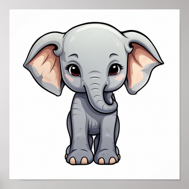 Cartoon elephant illustration poster (Front)