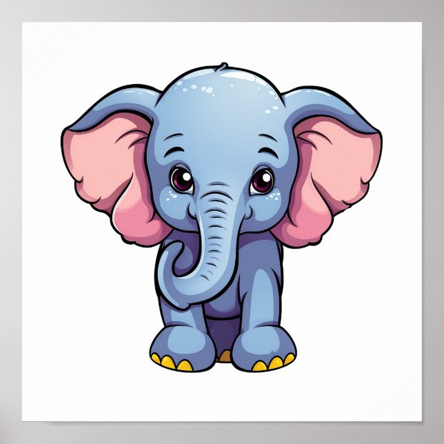 Cartoon elephant illustration poster (Front)