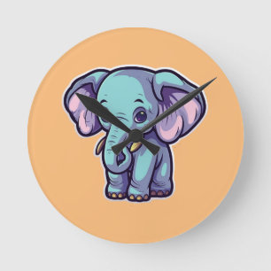 CARTOON ELEPHANT ROUND CLOCK