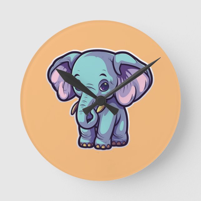 CARTOON ELEPHANT ROUND CLOCK (Front)