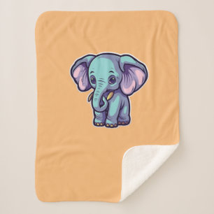 CARTOON ELEPHANT SHERPA BLANKET