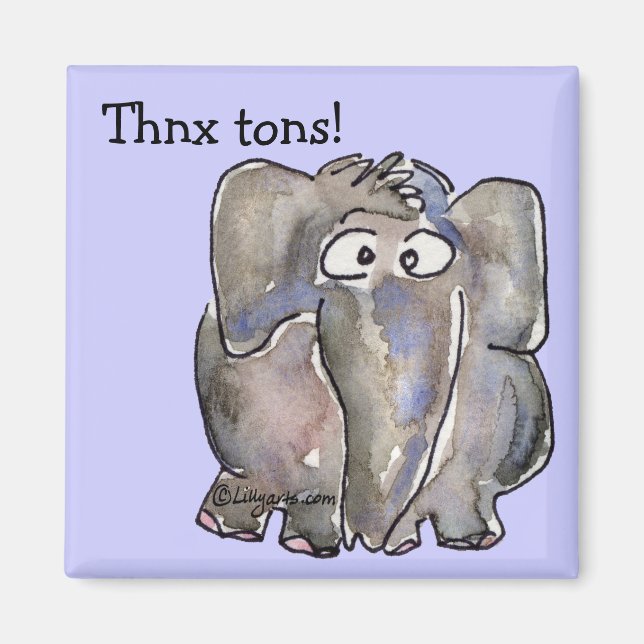 Cartoon Elephant Thnx Tons Magnet (Front)