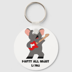 Cartoon Elephant With Guitar Key Ring