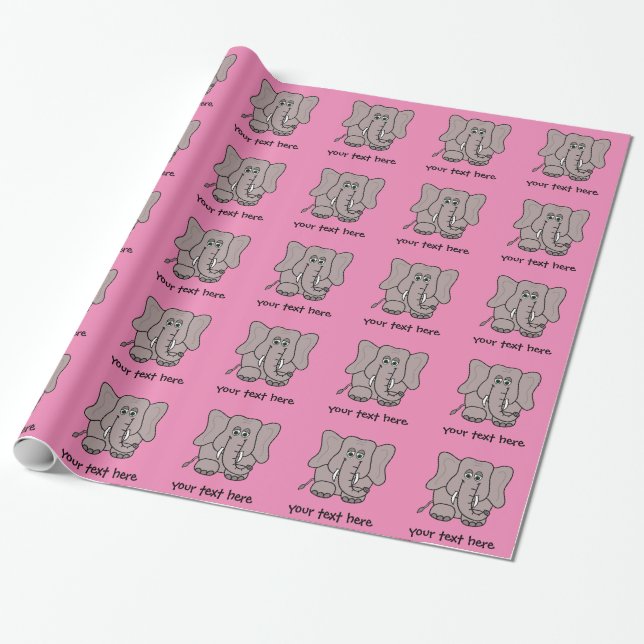 Cartoon Elephant Wrapping Paper (Unrolled)