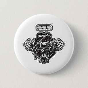 Cartoon engine 6 cm round badge