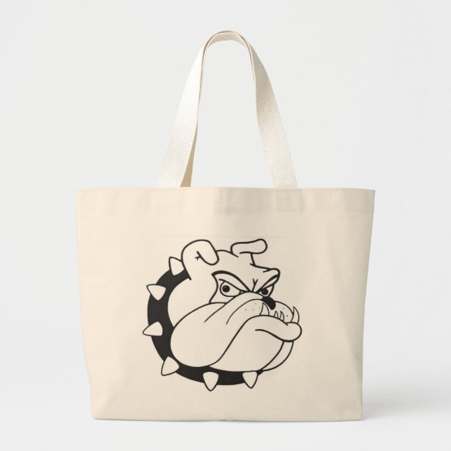 Cartoon English  Bulldog  Portrait  Canvas Totebag Large Tote Bag (Front)
