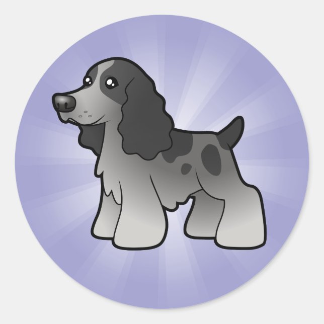 Cartoon English Cocker Spaniel Classic Round Sticker (Front)