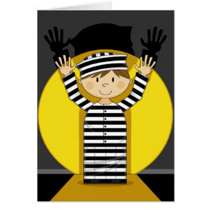 Cartoon Escaped Prisoner in Spotlight