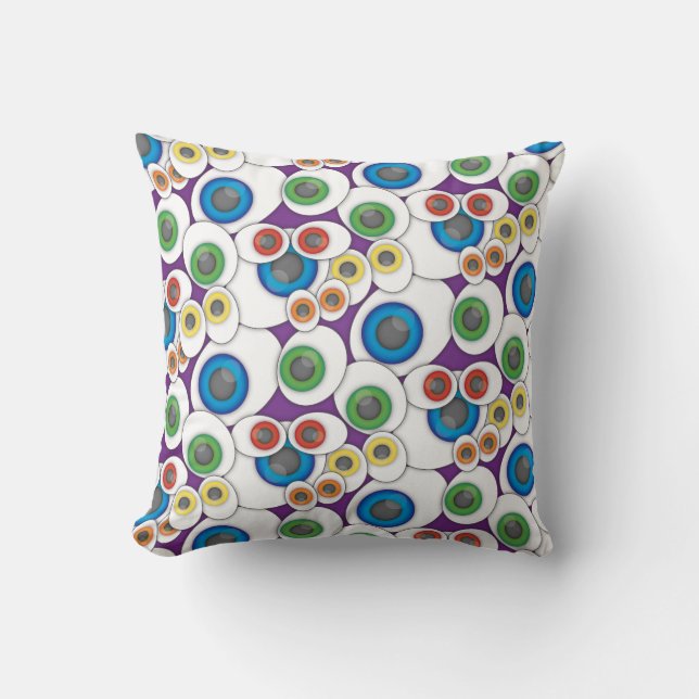 Cartoon Eyes Halloween Throw Pillow (Front)