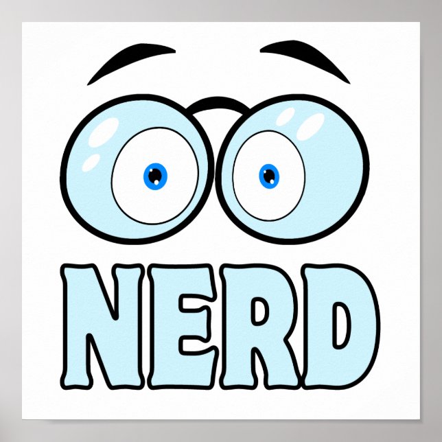 Cartoon Eyes With Glasses NERD Poster (Front)