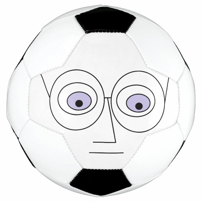 Cartoon Face Wearing Glasses Design Hilarious Soccer Ball (Front)