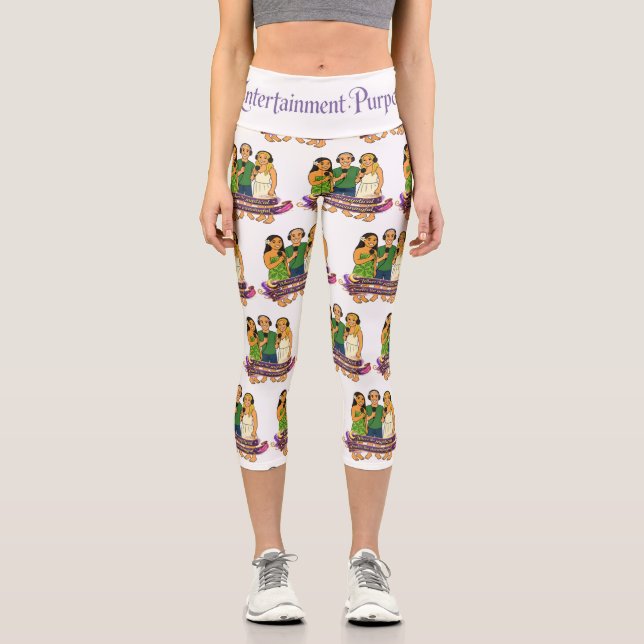 Cartoon Faces Capri Leggings (Front)