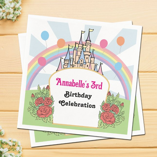 Cartoon Fairytale Castle Magical Birthday Party Napkin (Creator Uploaded)