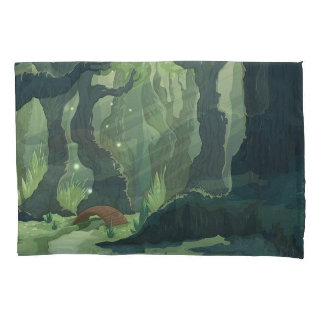 Cartoon Fairytale Forest Scenery Vintage. Pillowcase (Front)