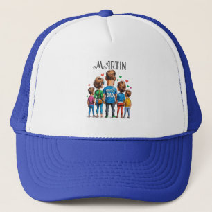 Cartoon Family Back View for Father’s Day Trucker Hat